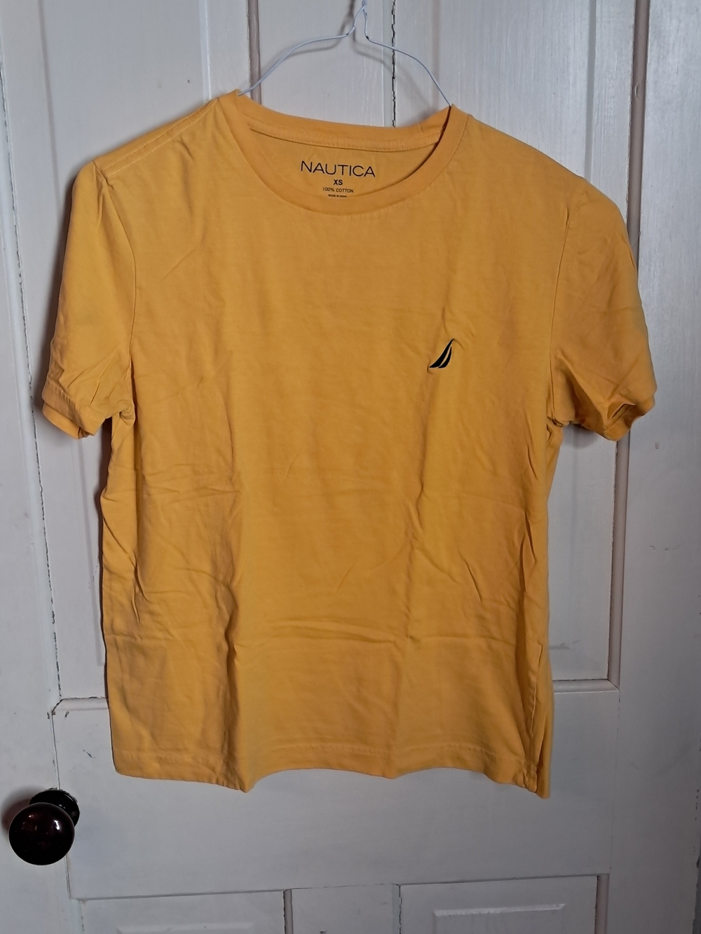 Nautica Men's Bright Yellow Crewneck Tee with Sail Logo
